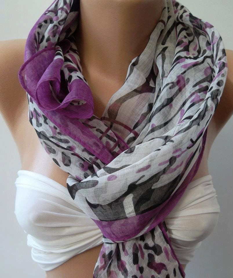 Chiffon - Purple/ Elegance - Shawl Scarf
