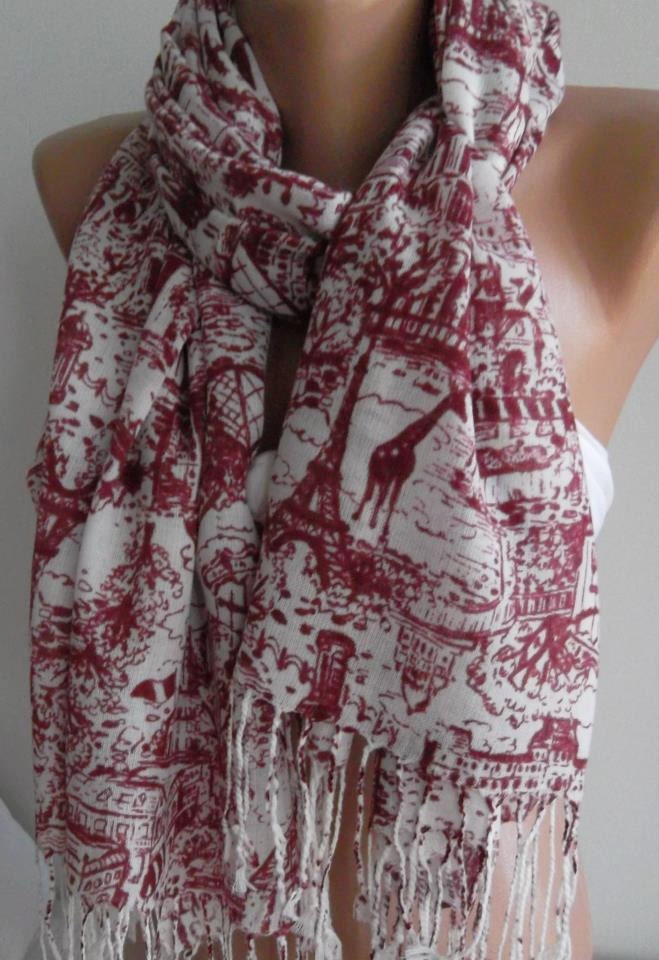 Scarf  Elegance Scarf Shawl  / Cotton  Scarf ....Eiffel.