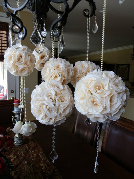 Elegant Pomanders - Set of 6 Mixed Ivory Kissing Balls