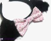 Kawaii Fake Fur Fluffy Black Cat Ears / Neko Girl Cosplay Headband - MADE TO ORDER