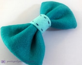 Kitsch / Preppy Felt Bow French Barrette Hair Clip - Forest Green