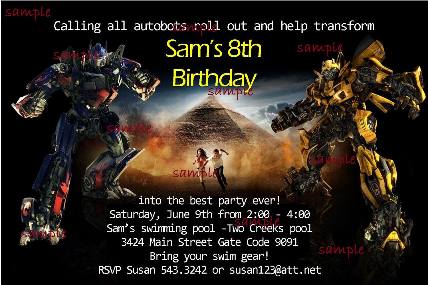 Transformers Party Invitations