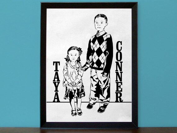 Custom Stencil Sketch Portrait - 8x10