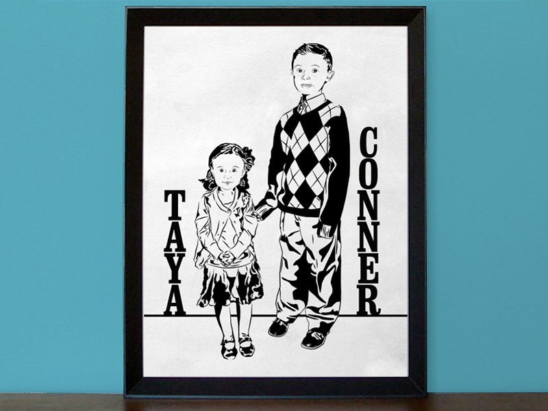 Custom Stencil Sketch Portrait - 8x10