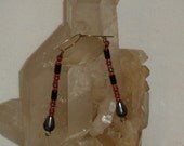 Sterling silver earrings of  pink & hematite beads