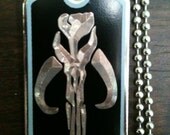 Star Wars Boba Fett Mandalorian Skull Dog Tag w/ Ball Chain