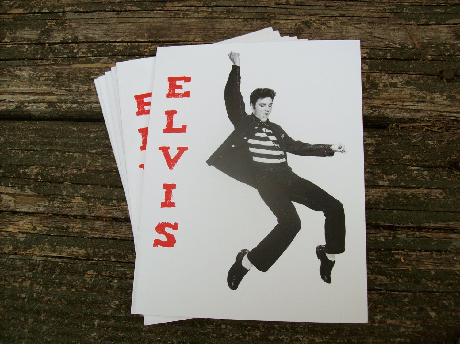 Elvis Note Card Pack - set of six 4.25x 5.5 (A2) handcrafted cards