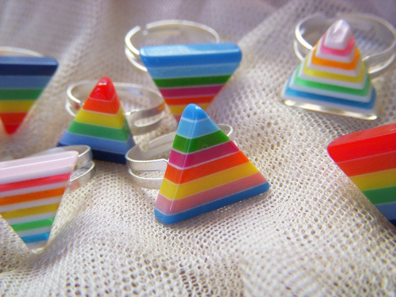 Rainbow triangle pyramid abjustable rings choose one