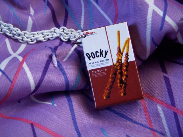 Almond crush pocky box charm necklace
