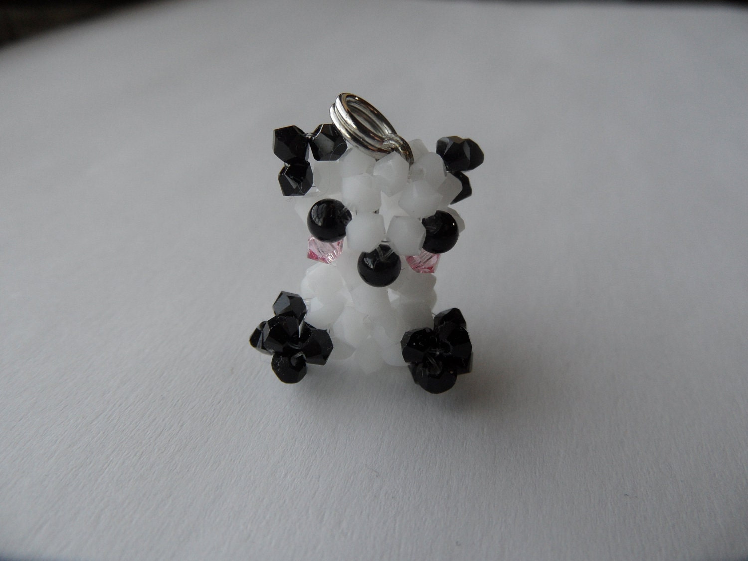 Panda Bear - Swarovski Crystal Beaded Pendant Top / Cell Phone Charm
