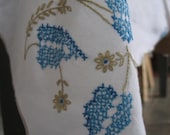 Beautiful Vintage Linen Embroidered Tablecloth