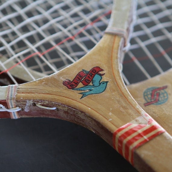 Rare Blue Bird Pair of Tennis Racquets