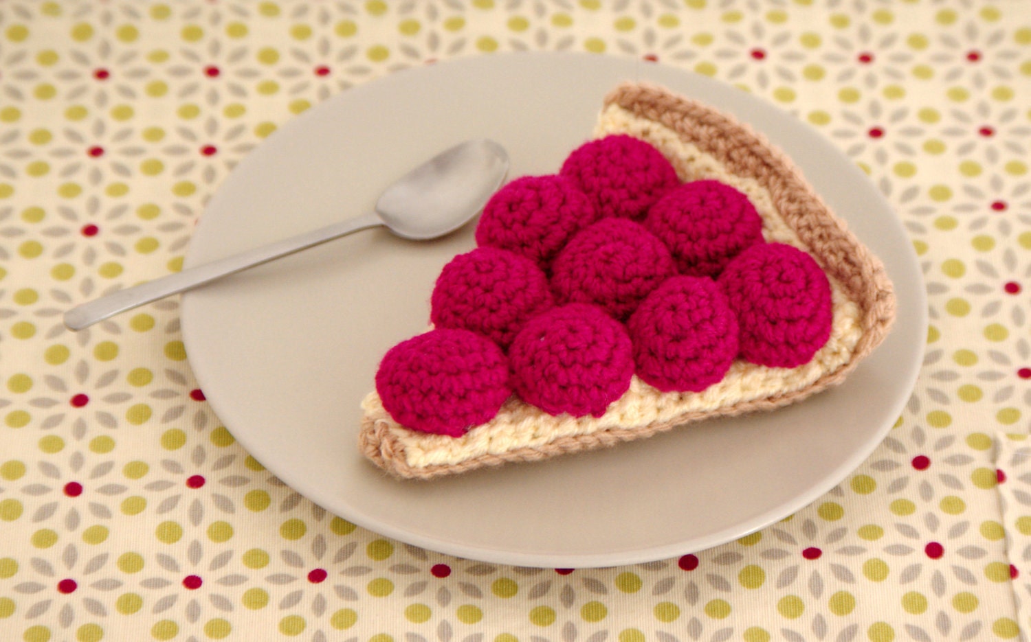 Patron de crochet - Part de tarte aux framboises -