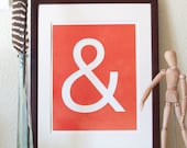 Ampersand Illustration - 11x14 - orange art wall decor