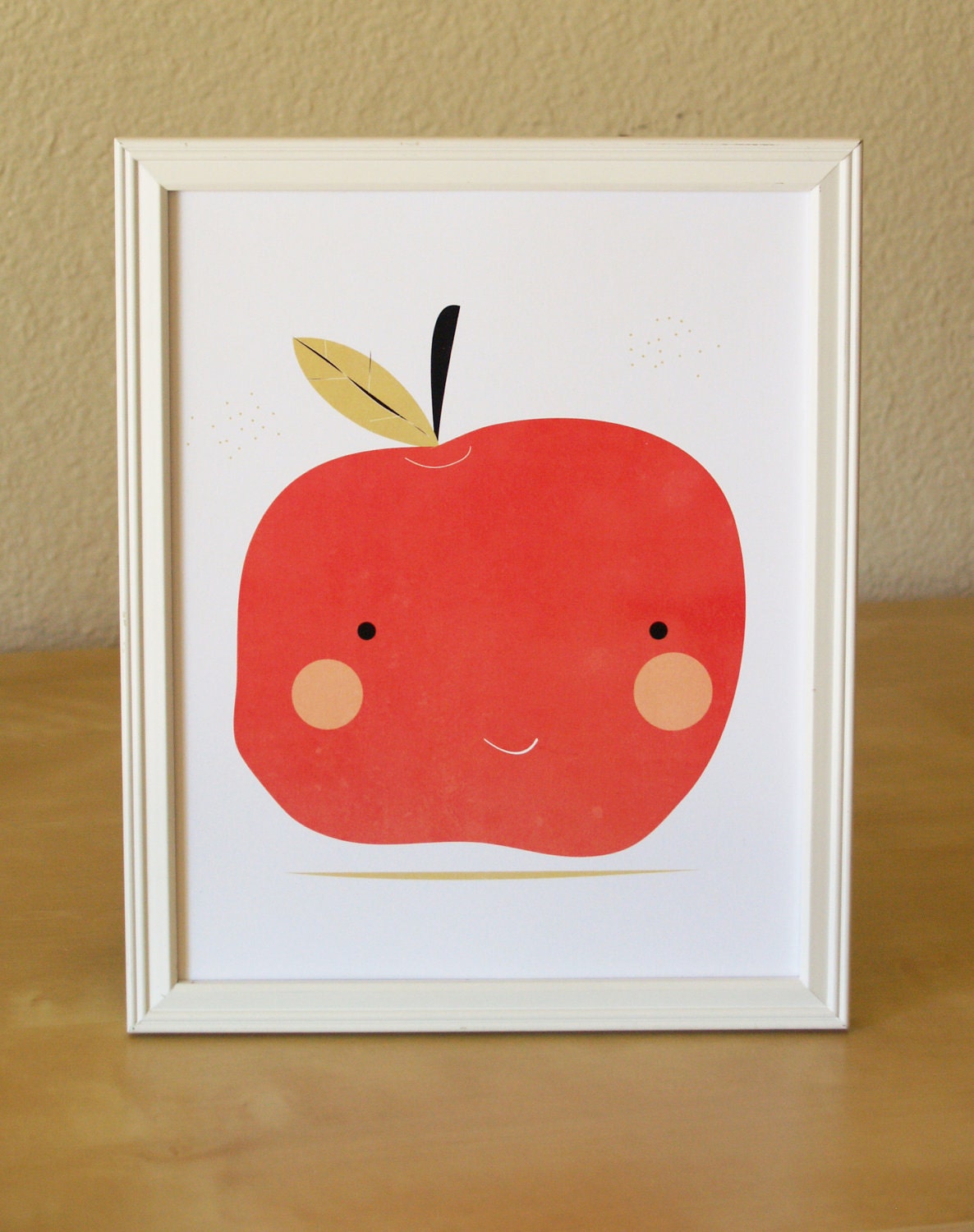 Apple art print illustration - 8x10 - green and red - kitchen nursery art