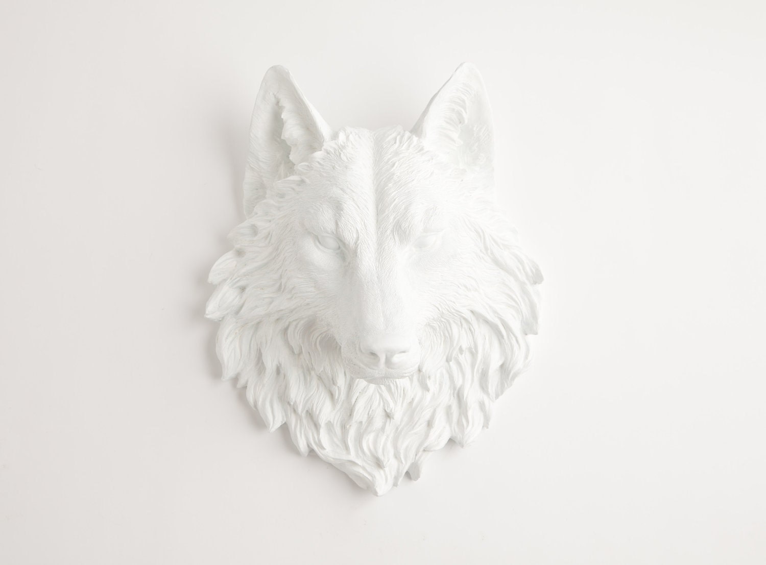 The Lincoln - White Resin Wolf Head- Resin White Faux Taxidermy- Chic & Trendy