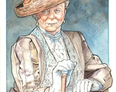 Downton Abbey's The Right Honourable Violet Crawley, Countess of Grantham Watercolor Painting