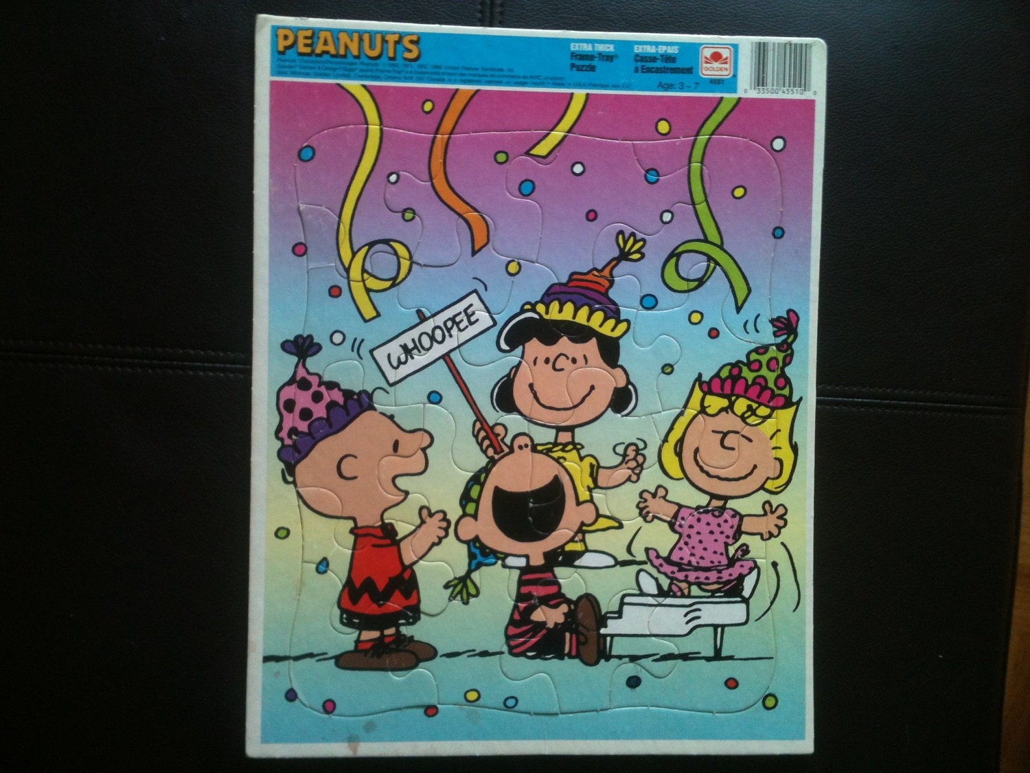 Peanuts Puzzle, Extra Thick Frame Tray 1960.  Charlie Brown Snoopy children puzzles games game toy toys kids kid children vintage old 1960s