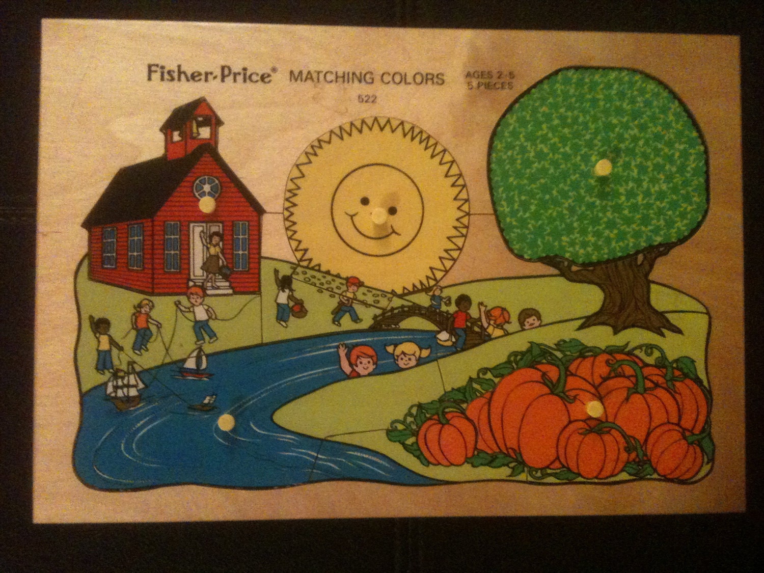 Fisher Price Puzzle - Matching Colors, number 522, 1982. Childrens kids Quaker Oats company game games puzzles vintage old toys toy kid chil