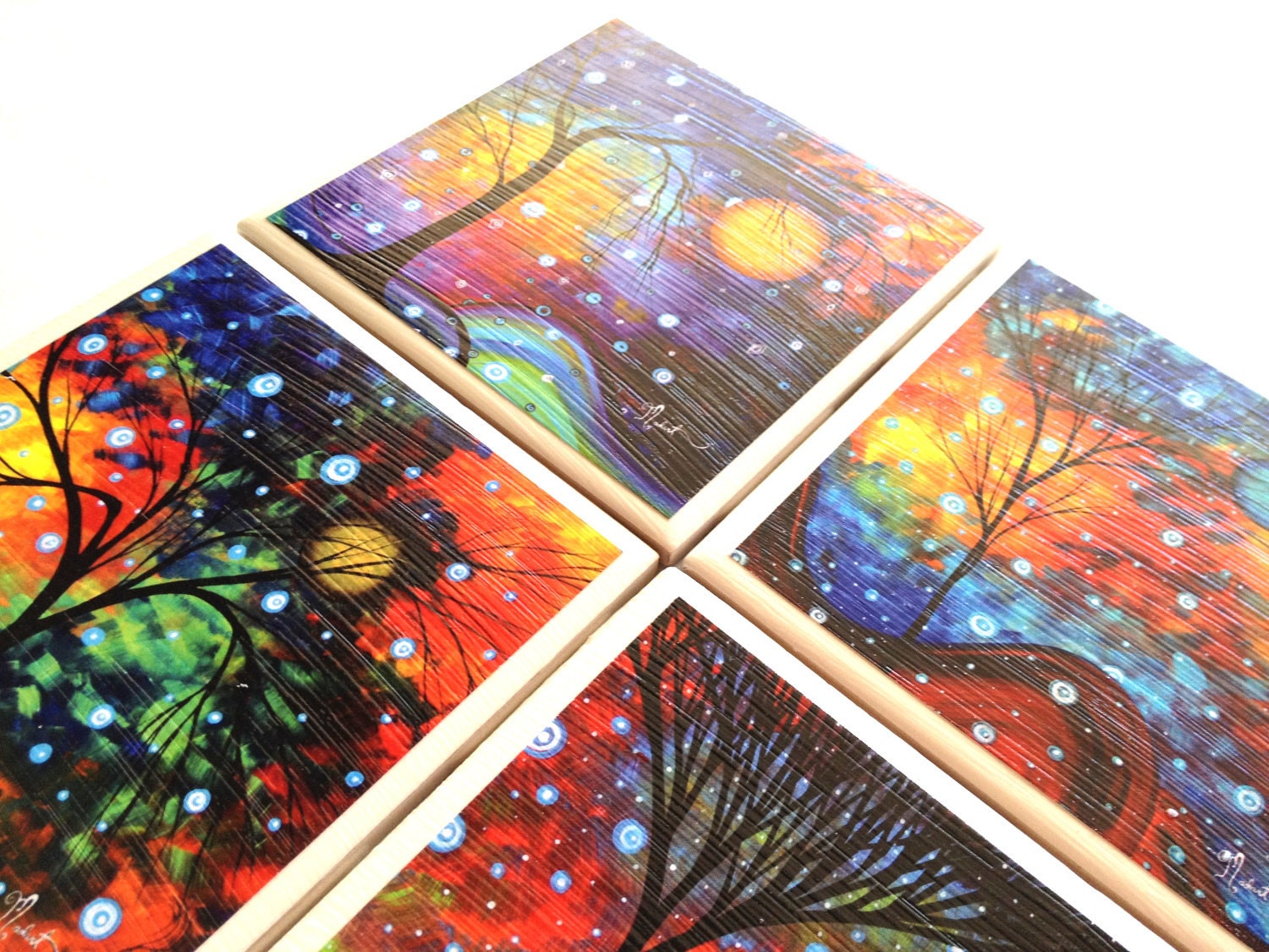 MADART Tile Coasters, Circle of Life, MADART Designs, Megan Duncanson, Ceramic Coaster Set