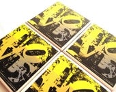 Love Statue Coasters, Philadelphia Landmarks, Ceramic Tile Coasters, Yellow Love, Philly Love Statue