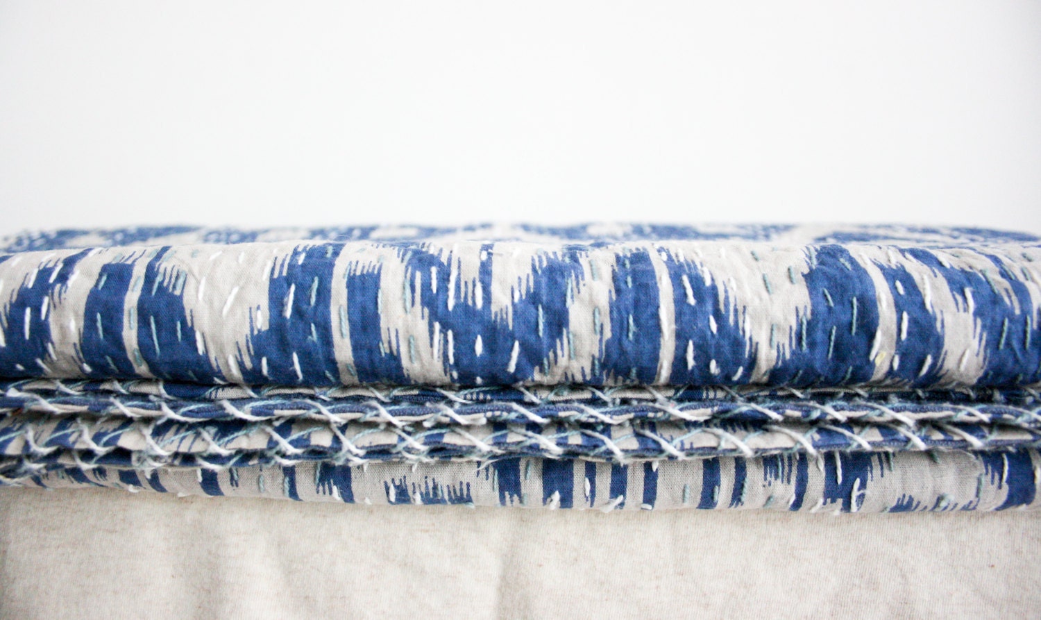 Ikat Quilt in Blue Queen Size