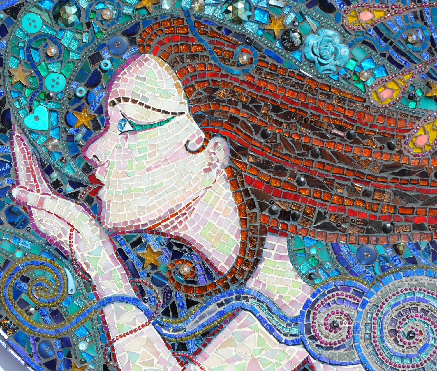 SOLD - mosaic, wall art, A Kiss On the wind