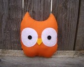 mini owl plush, stuffed owl,  orange