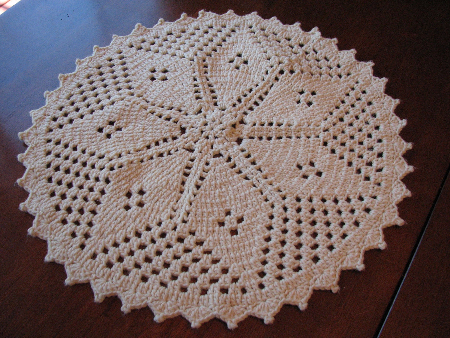 Vintage Hand Crocheted Large White Doily