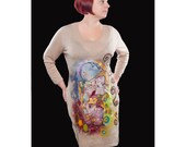 Batik  Wool  Knitted warm dress "KLIMT-KISS"