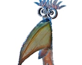 Whimsically Goofy Steel Jungle Bird Sculpture - ScrapHoundStudio