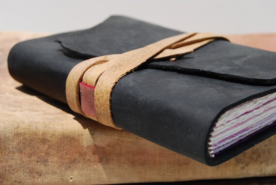 Handmade Leather Journal Diary Art Poetry Book Flower Notebook Moon (051)