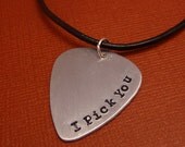 Custom Hand Stamped Aluminum Guitar Pick Necklace