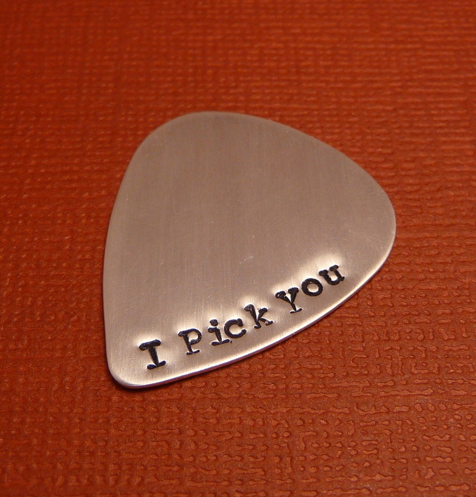 Custom Hand Stamped Sterling Silver Guitar Pick