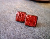Square Post Earrings -  Red Brick