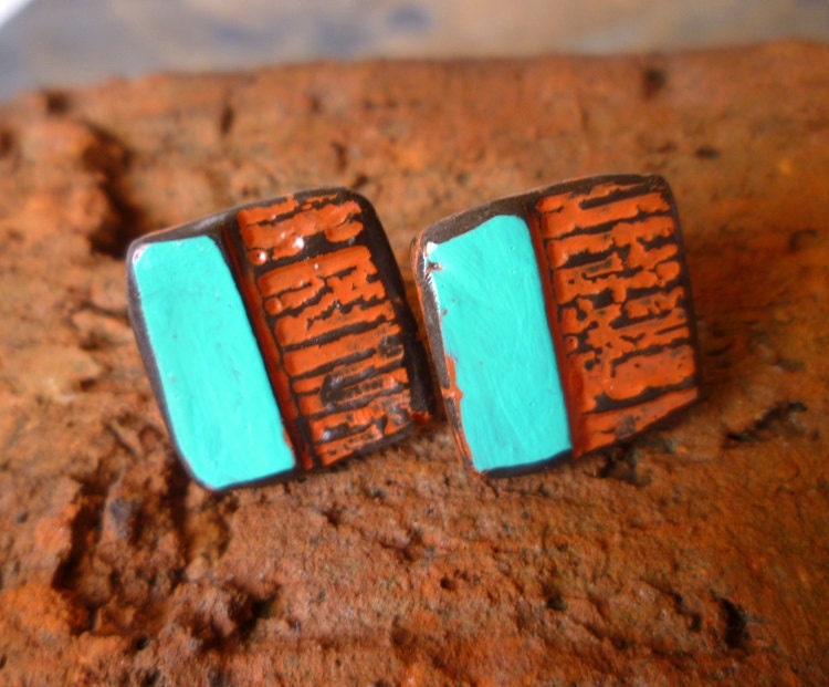 Geometric Composition -  Square Post Earrings