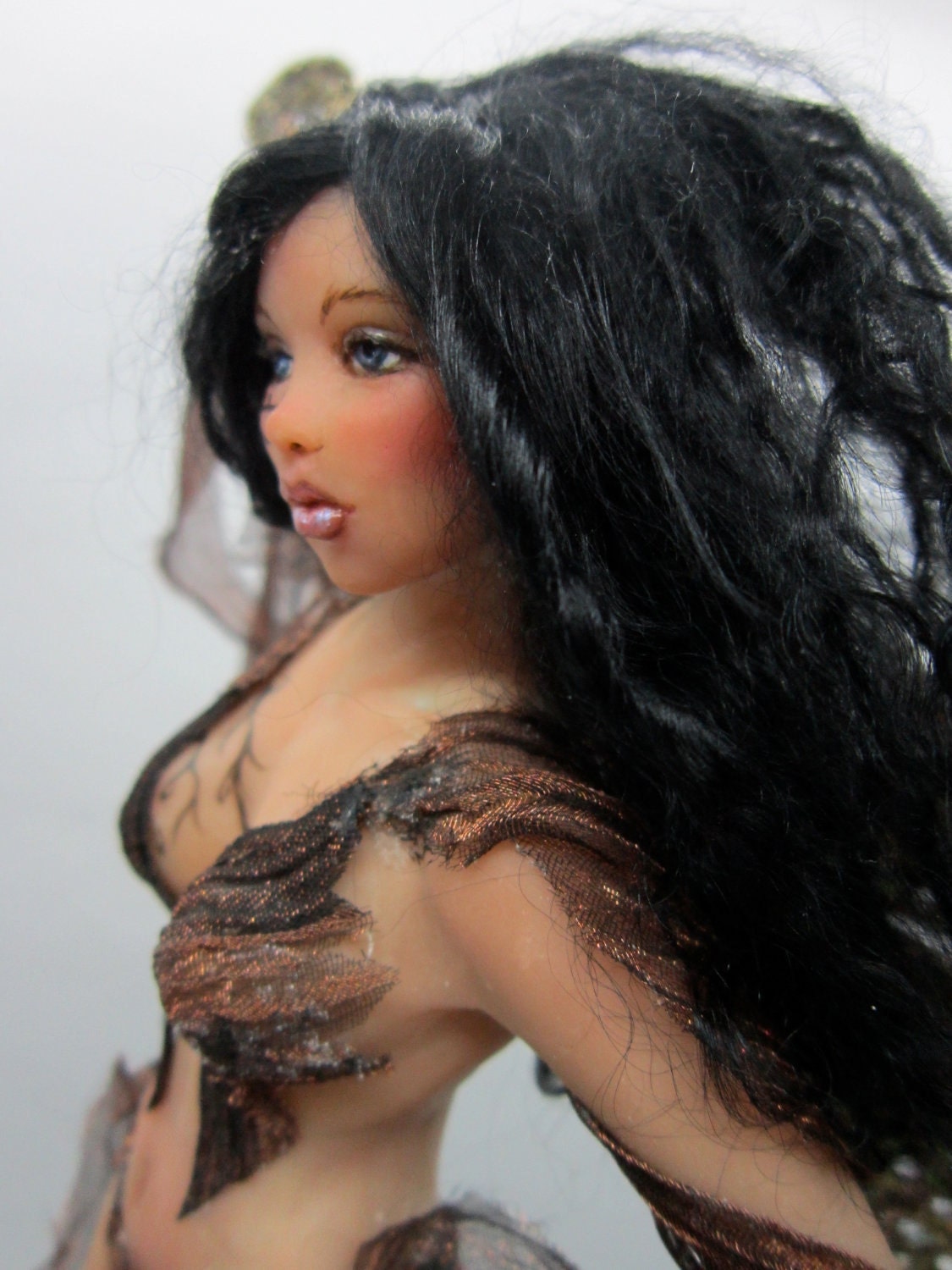 ooak Fairy art doll sculpture goth keeper of the zodiac sign fae faeries art Nouveau
