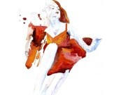 Fashion portrait woman ART PRINT 12X16 original watercolor painting illustration home wall decor  modern contemporary reproduction poster