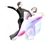 Tango Dancers ART PRINT 13X19 original watercolor painting illustration home wall decor  modern contemporary reproduction poster