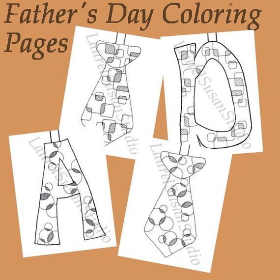 Father's Day Coloring Pages Retro Ties pdf Banner Bunting Set of Four