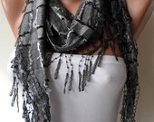 Autumn Scarf - Dark Grey Scarf with Trim Edge