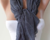 Gift - New Scarf - Mother's Day Gift -  Dark Gray Scarf - Tulle Fabric - Seamless Shawl