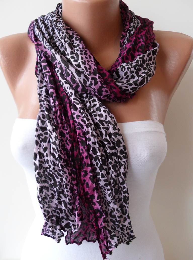 Pink and Lilac - Mix Color - Leopard Scarf