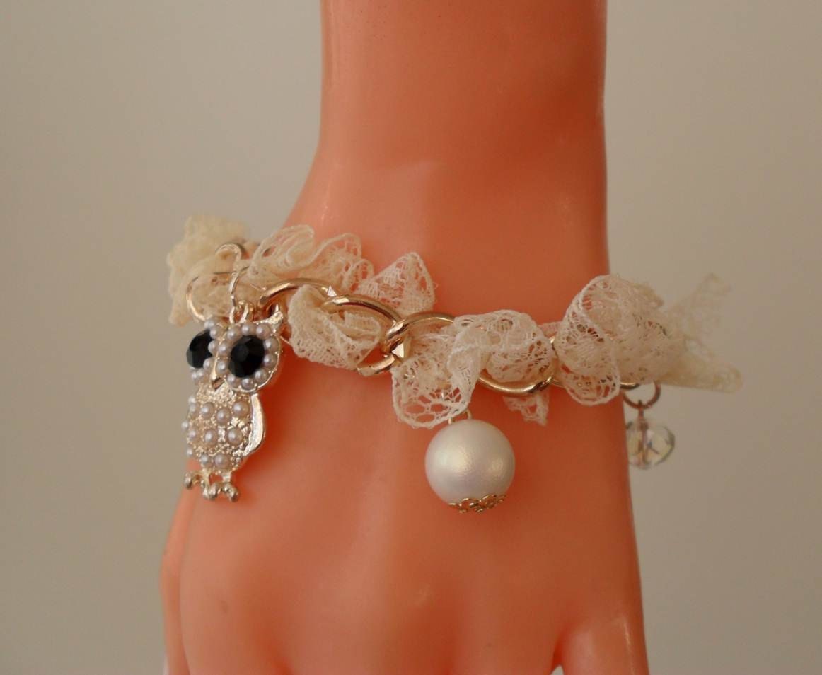 Ivory Bracelet with Pearl Beads and Owl Item