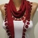 Burgundy and Elegance Shawl / Scarf with Lace Edge