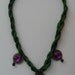 Green and Fuschia Necklace with Silk and Ethnic Items - Speacial Design