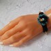 Black and Blue Crochet - Handknitting Bracelet witg Freshwater Pearls and Crystals - Special Design