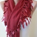 Burgundy Scarf with Burgundy Trim Edge Shaped Leaves - New