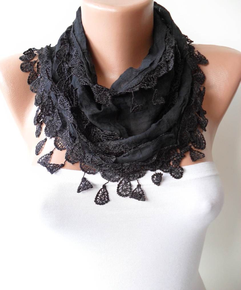New Trend - Mother's Day Gift - Cotton Scarf with Black Trim Edge - Lightweight