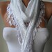 Gift - Cotton - Perforated Fabric Scarf - White Scarf with White Trim Edge